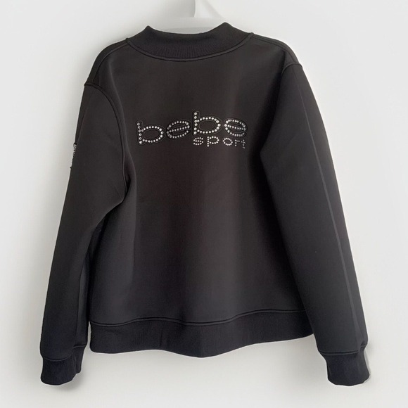 bebe Jackets & Blazers - Bebe Sport Black Rhinestone Logo Zip-Up Bomber Jacket Y2K Athleisure Women's XXL